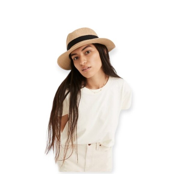 Madewell packable braided straw hat | floppy | beachy | travel | fun | OSFM | - Picture 5 of 11